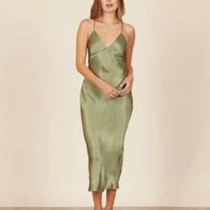 Park and Fifth Davenport Dress in Olive Satin Medium NWT